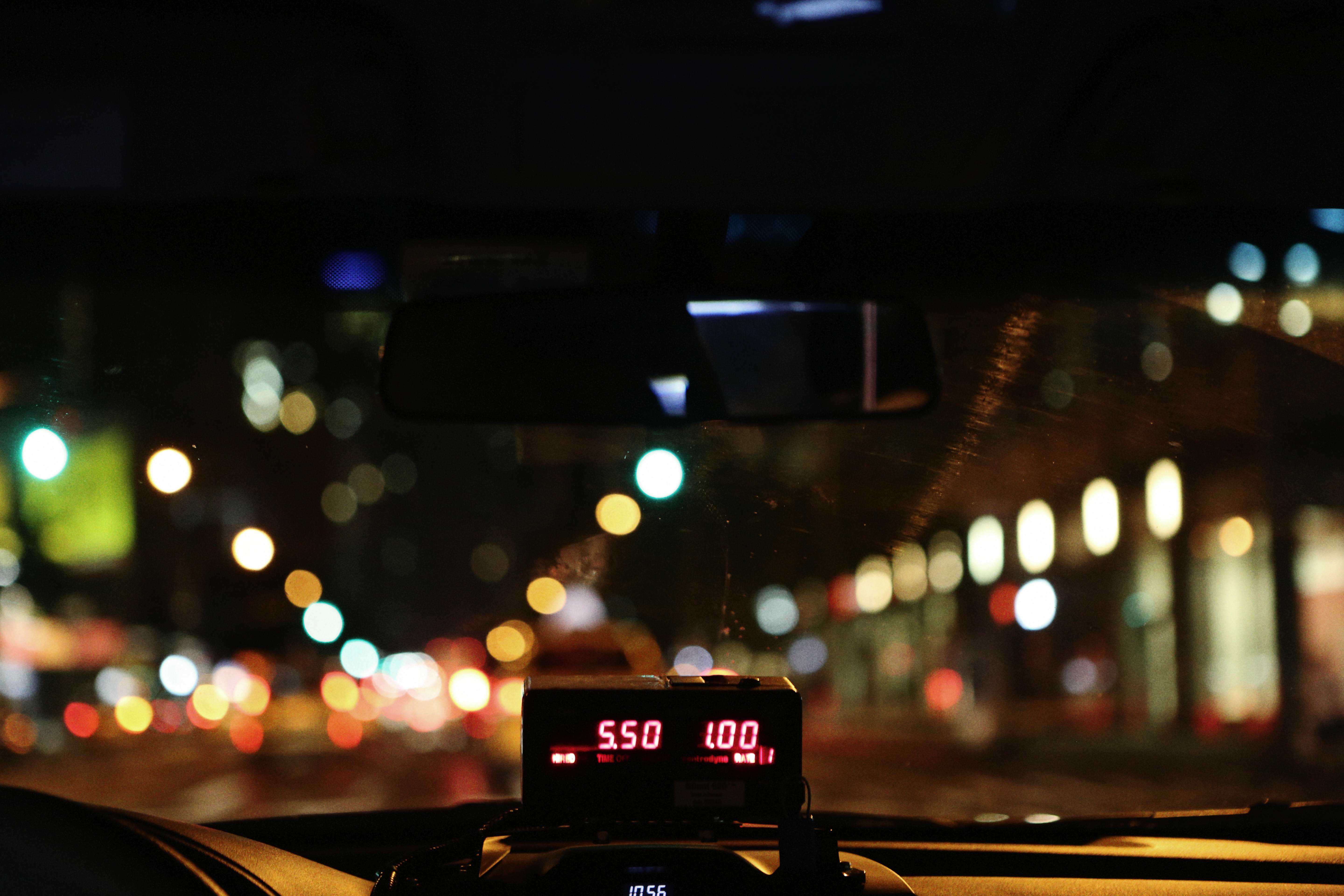 in a taxi